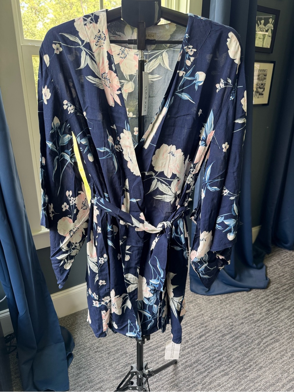 Yumi Kim NWT Kyoto Floral Robe Secret Admirer Navy Blue Size XL